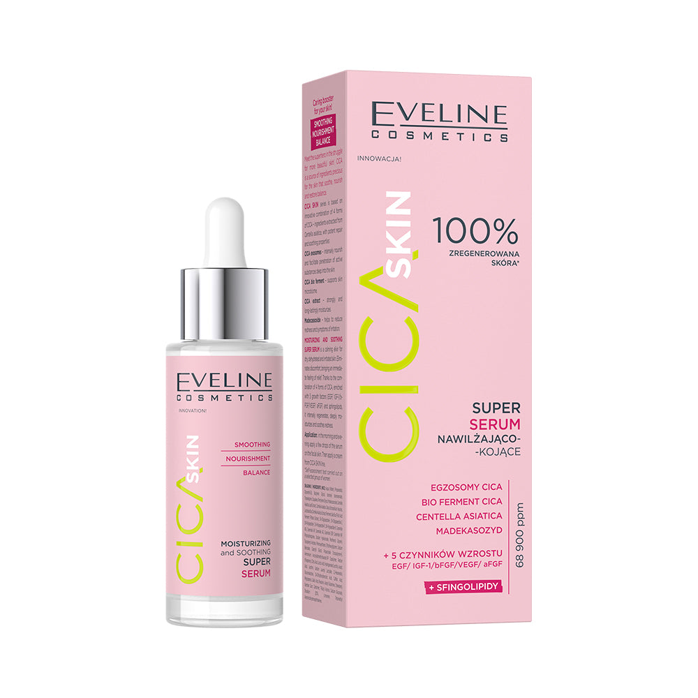 Заспокійлива та зволожувальна супер-сироватка – Eveline Cosmetics