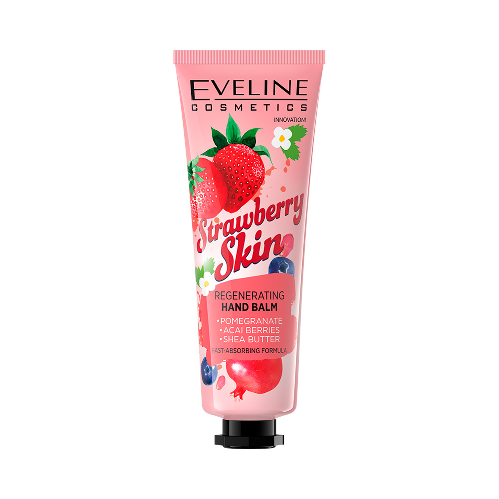 Фото - Крем і лосьйон Eveline Cosmetics Eveline UA Strawberry Skin Регенерувальний бальзам для рук 