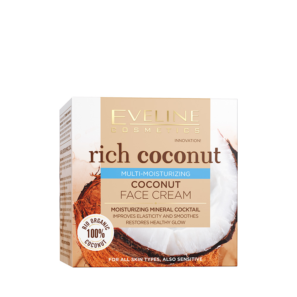 Фото - Крем і лосьйон Eveline Cosmetics Eveline UA Rich Coconut Мульти-зволожувальний кокосовий крем для обличчя 